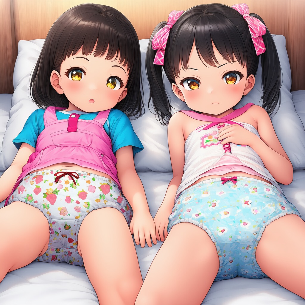 2人組のロリが女児パンツを露出してるエロイラスト