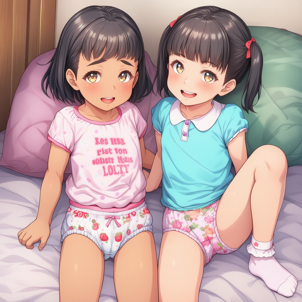 2人組のロリが女児パンツを露出してるエロイラスト