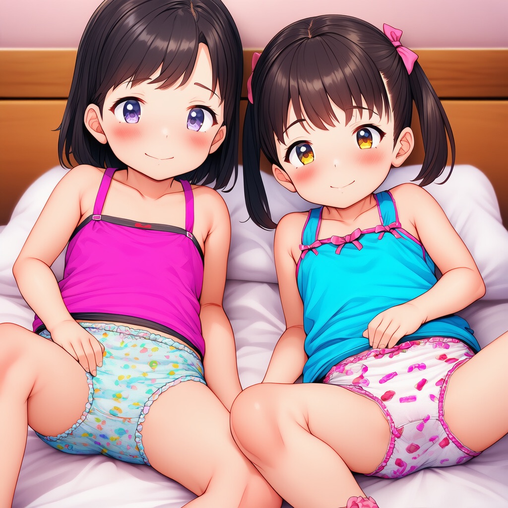 2人組のロリが女児パンツを露出してるエロイラスト